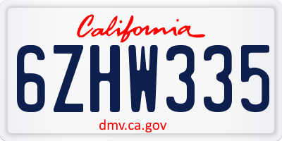 CA license plate 6ZHW335