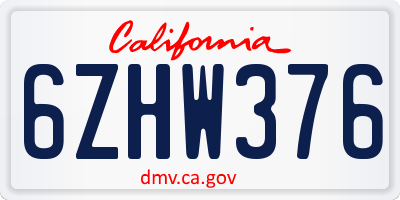 CA license plate 6ZHW376