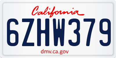 CA license plate 6ZHW379