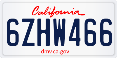 CA license plate 6ZHW466