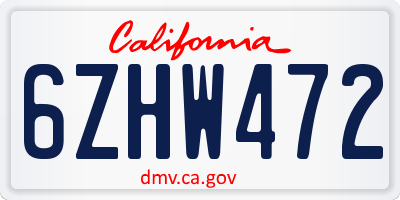 CA license plate 6ZHW472