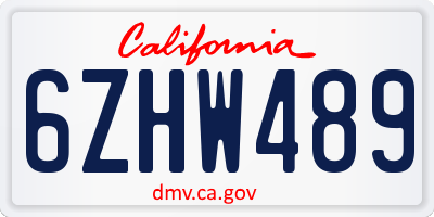 CA license plate 6ZHW489