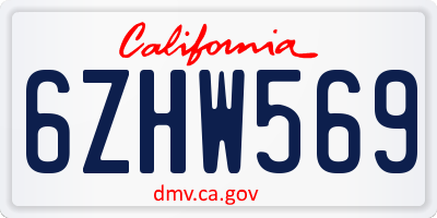 CA license plate 6ZHW569