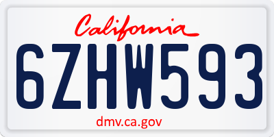 CA license plate 6ZHW593