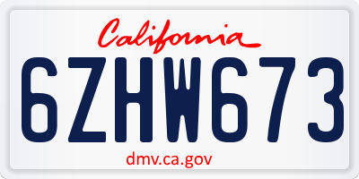 CA license plate 6ZHW673