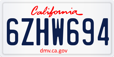 CA license plate 6ZHW694