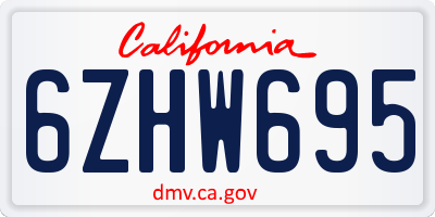 CA license plate 6ZHW695