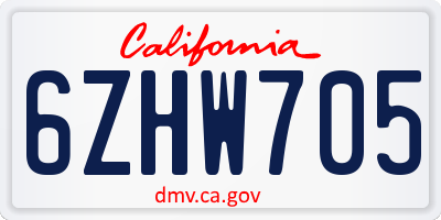 CA license plate 6ZHW705