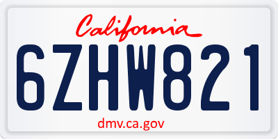 CA license plate 6ZHW821