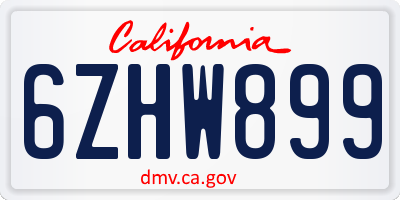 CA license plate 6ZHW899