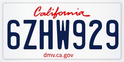 CA license plate 6ZHW929