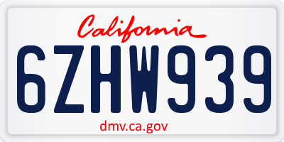 CA license plate 6ZHW939