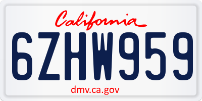 CA license plate 6ZHW959
