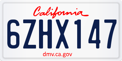 CA license plate 6ZHX147