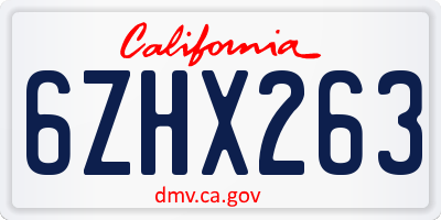 CA license plate 6ZHX263