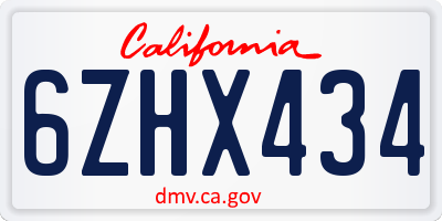 CA license plate 6ZHX434