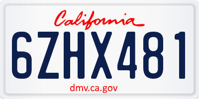 CA license plate 6ZHX481