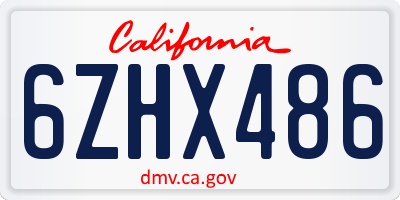 CA license plate 6ZHX486
