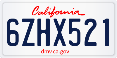 CA license plate 6ZHX521