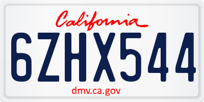 CA license plate 6ZHX544