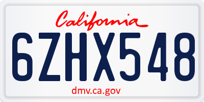 CA license plate 6ZHX548