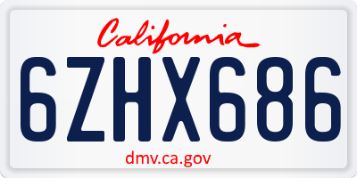 CA license plate 6ZHX686