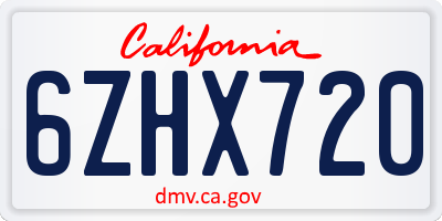 CA license plate 6ZHX720