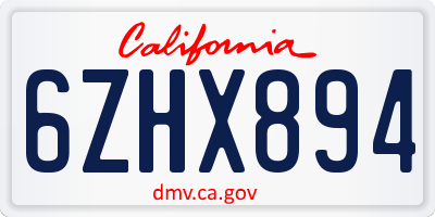 CA license plate 6ZHX894