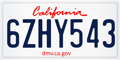 CA license plate 6ZHY543