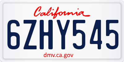 CA license plate 6ZHY545