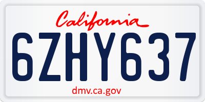 CA license plate 6ZHY637