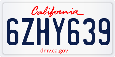 CA license plate 6ZHY639