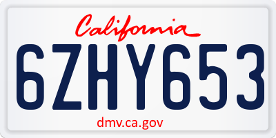 CA license plate 6ZHY653