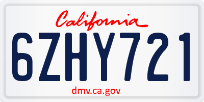 CA license plate 6ZHY721