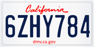 CA license plate 6ZHY784