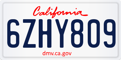 CA license plate 6ZHY809