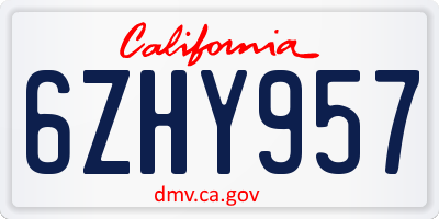 CA license plate 6ZHY957