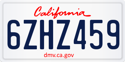CA license plate 6ZHZ459