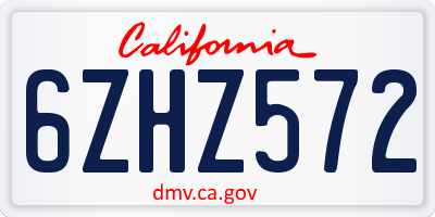 CA license plate 6ZHZ572