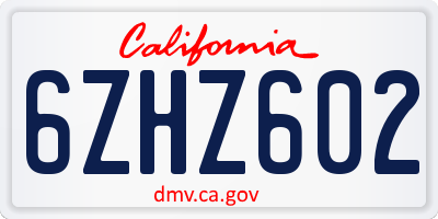 CA license plate 6ZHZ602