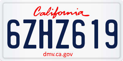 CA license plate 6ZHZ619