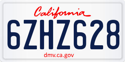 CA license plate 6ZHZ628