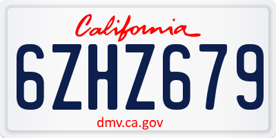 CA license plate 6ZHZ679