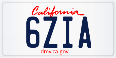 CA license plate 6ZIA