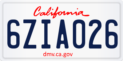 CA license plate 6ZIA026