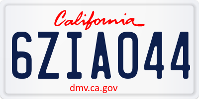 CA license plate 6ZIA044