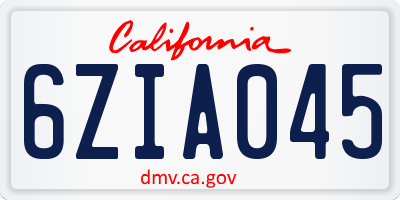CA license plate 6ZIA045