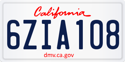 CA license plate 6ZIA108