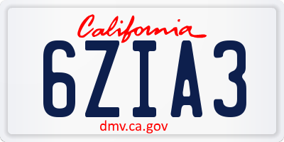 CA license plate 6ZIA3