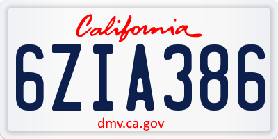 CA license plate 6ZIA386